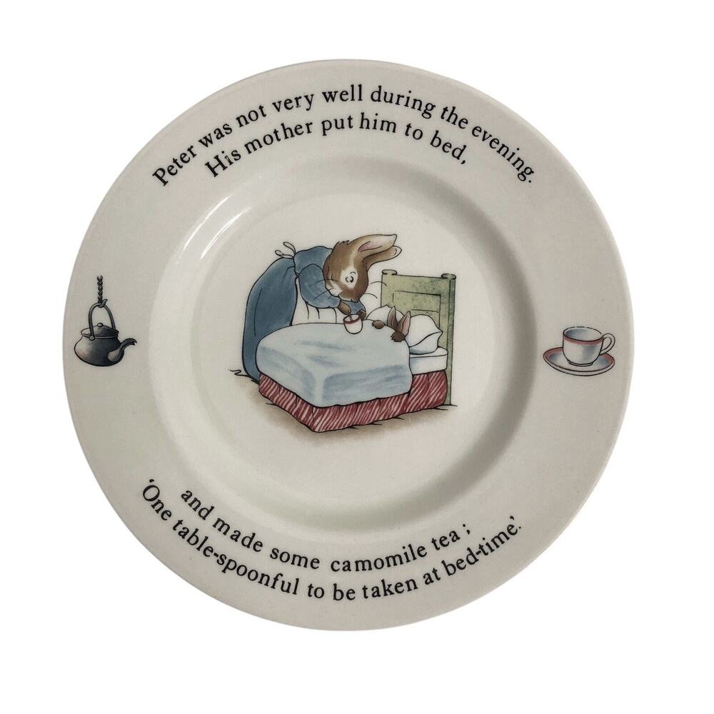 Wedgwood Peter Rabbit Childs Bread Butter Plate Dish Beatrix Potter England 1991